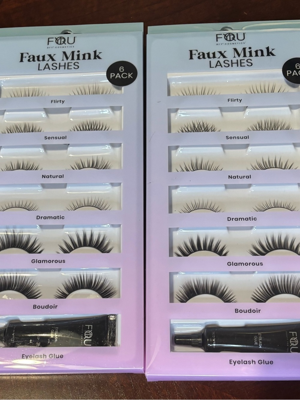 2 Packs of 6 Faux Mink Lashes with Eyelash Glue - Black - Picture 2 of 7